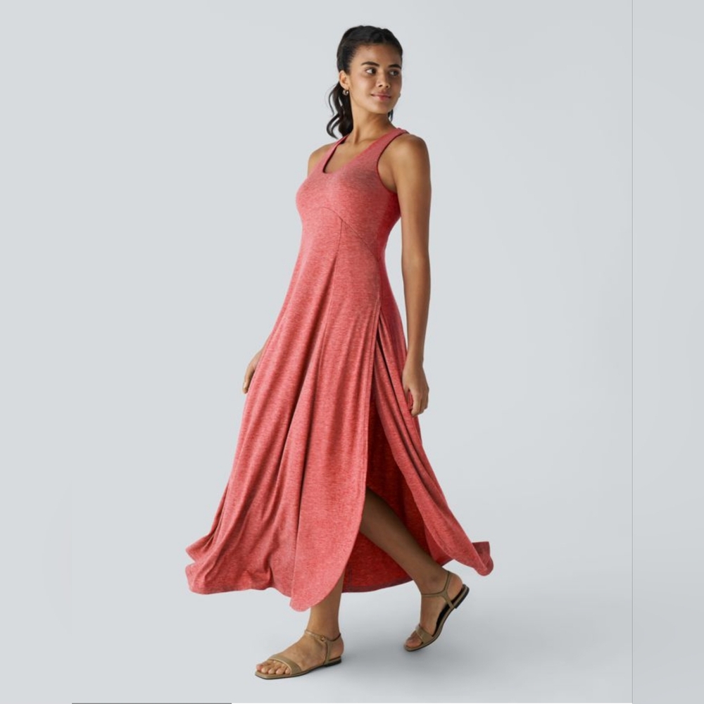 UNeck Backless Split Flowy Maxi Casual Tank dress